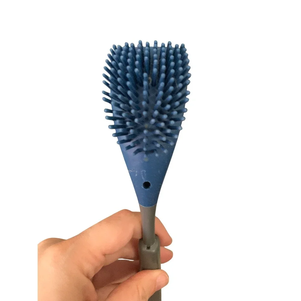 Silicone Toilet Brush Long Handle Scrubber Bathroom Cleaner Blue